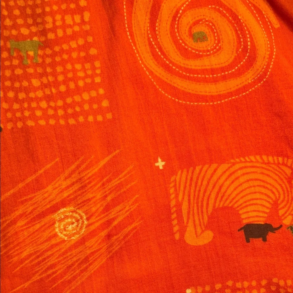 Vintage Catimini Orange Dress with Swirl and Animal Safari Print. Size 4​